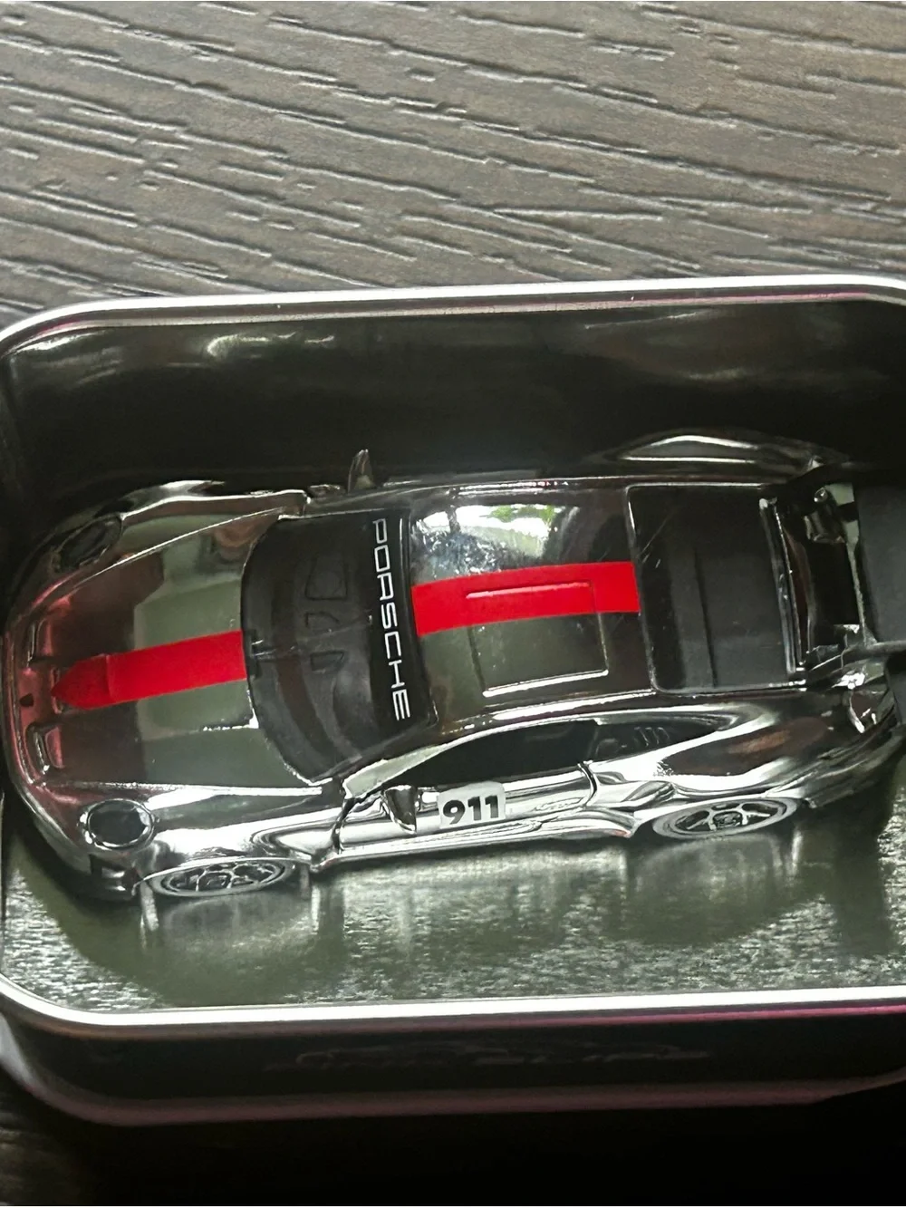 Race Car Toy - Silver with Red Stripe